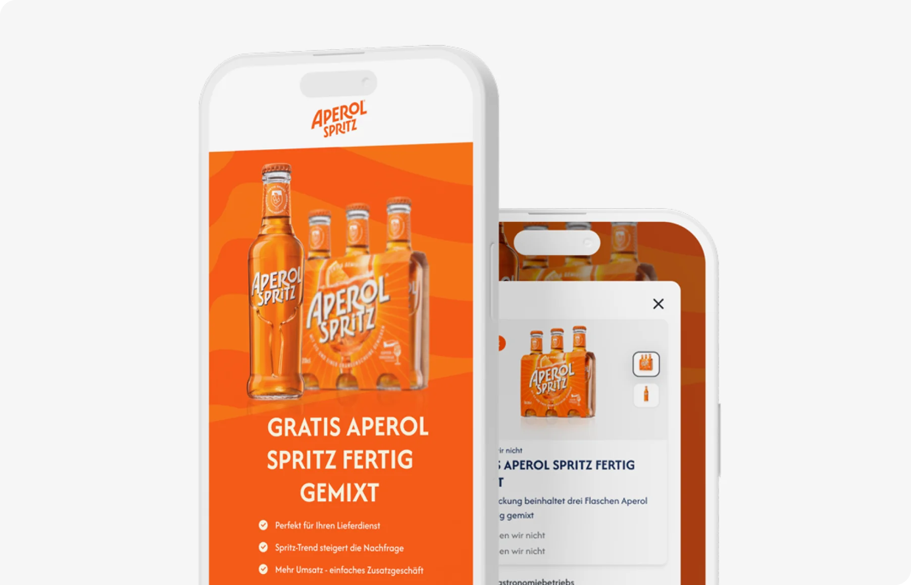 Smartphone and laptop showing the Aperol Spritz ready-to-serve campaign website