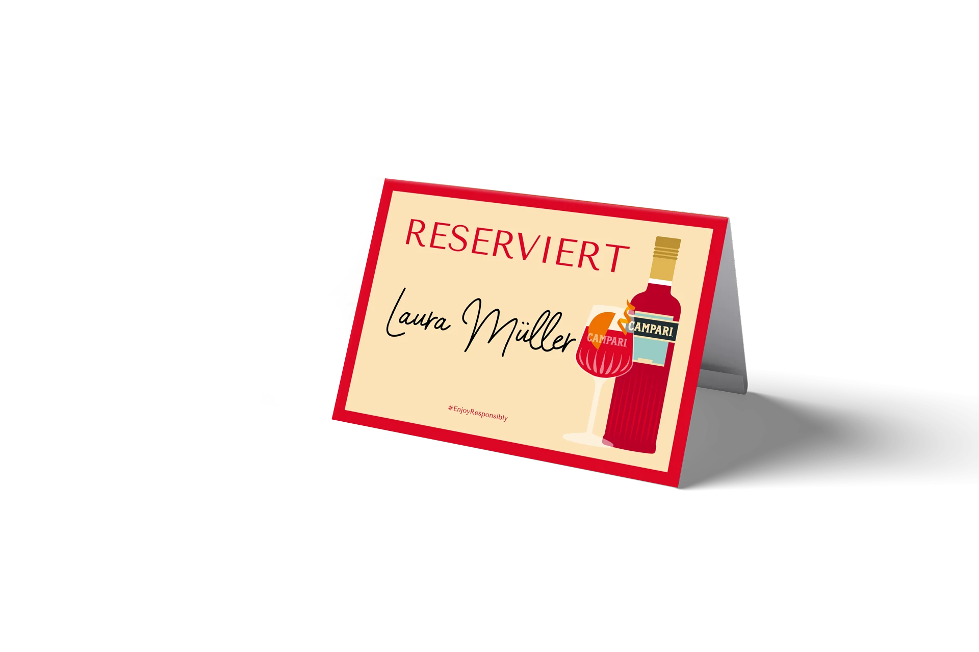 Campari branded reserved table sign