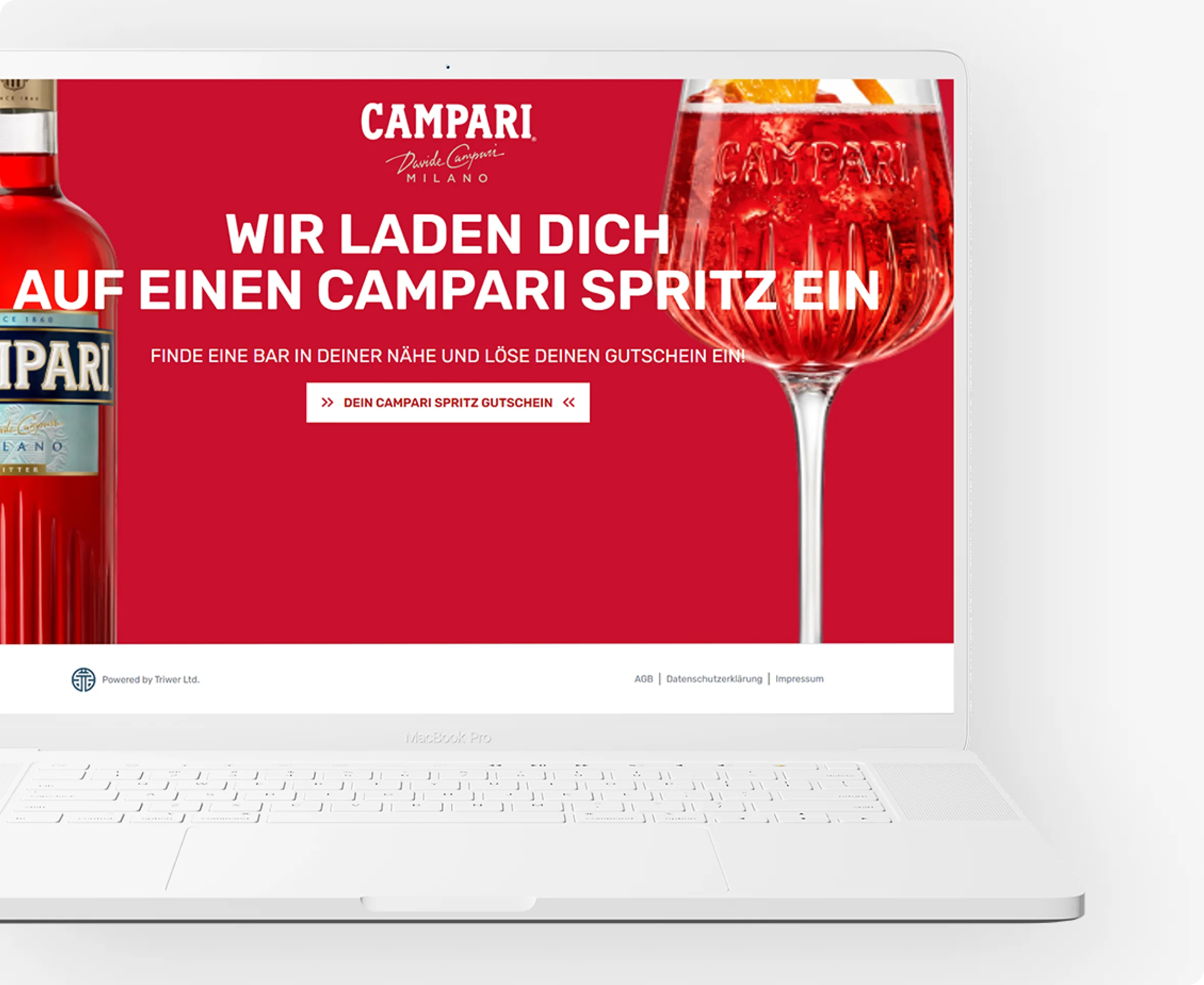 Laptop showing the Campari Spritz tasting campaign website