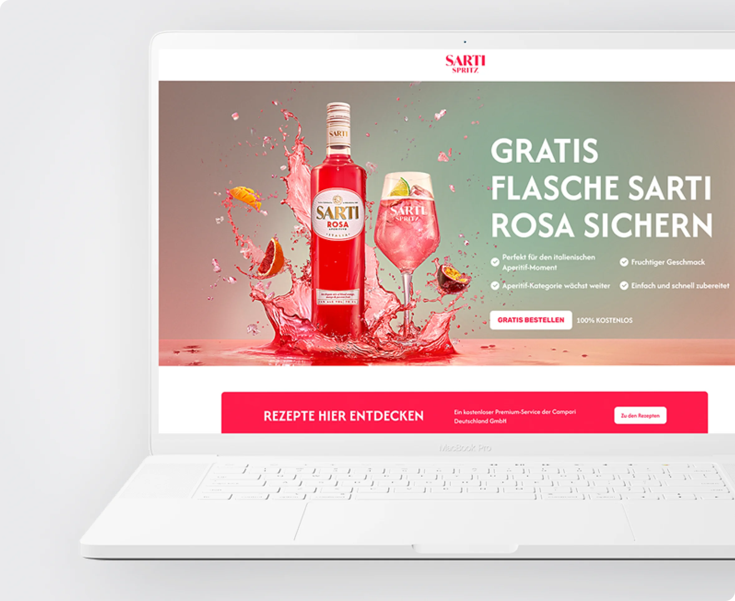 Laptop showing the Sarti Rosa sampling campaign website
